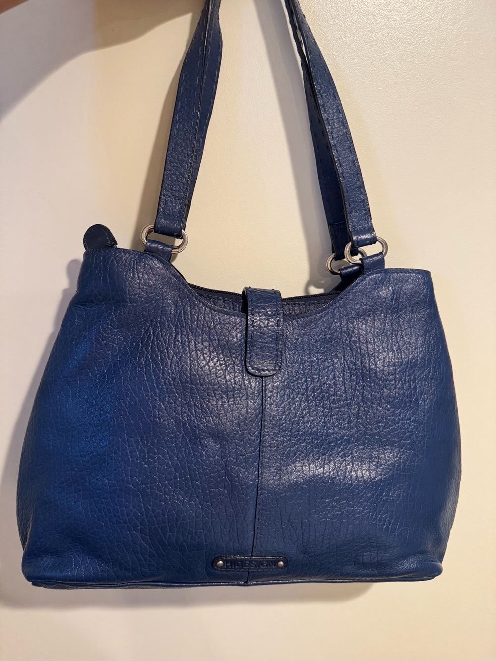 Hidesign Navy Blue Leather Shoulder Bag Tote | Super Clean